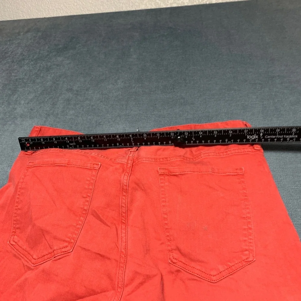 Mens Jeans 35x27 Red Denim Skinny Leg Regular Fit 5 Pockets Outdoor Frayed Hem